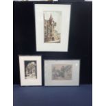 THREE SIGNED COLOURED ENGRAVINGS