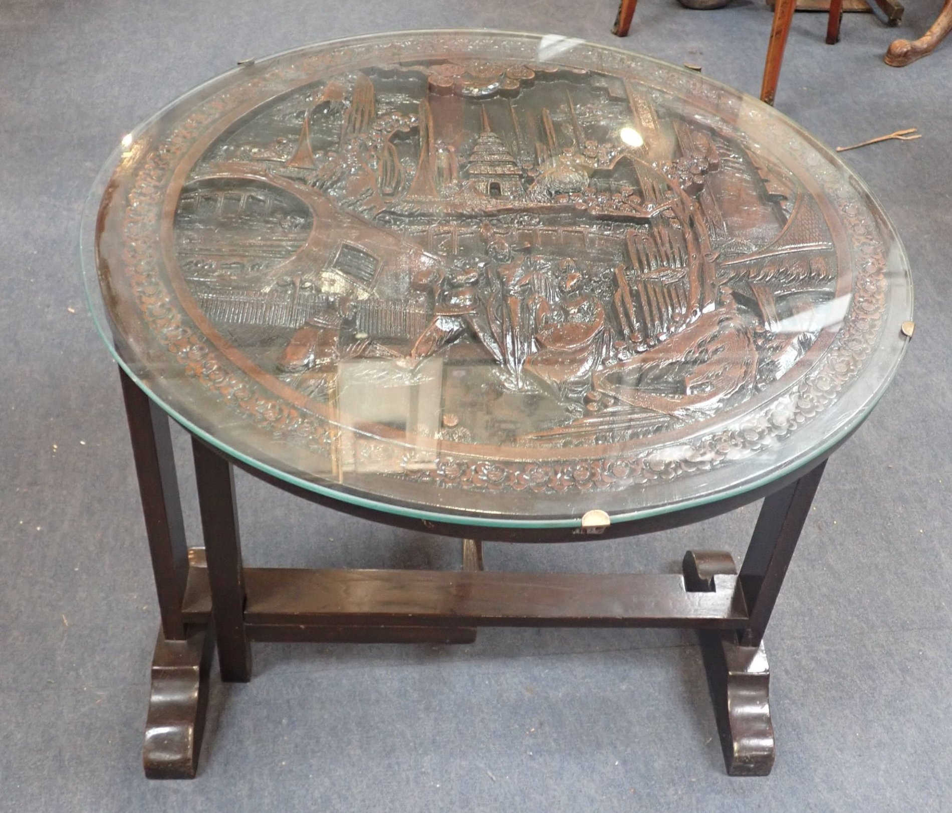 A CARVED HARDWOOD CHINESE TABLE