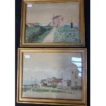 A PAIR OF NAIVE WATERCOLOURS, PROBABLY CANADIAN