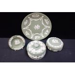 FOUR PIECES OF WEDGWOOD GREEN JASPER WARE