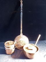 A COPPER SAUCEPAN, WITH LID