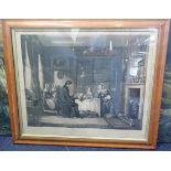 FRAMED VICTORIAN PRINT: FAMILY DEVOTION