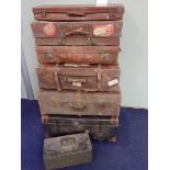 A COLLECTION OF VINTAGE LUGGAGE, SOME WITH OLD LABELS