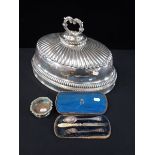 A VICTORIAN SILVER-PLATED DISH COVER