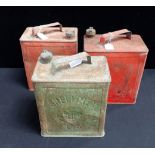 MOTORING; THREE VINTAGE PETROL CANS