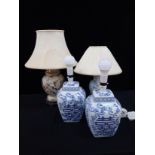 A PAIR OF TABLE LAMPS OF CHINESE VASE FORM