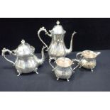 A SILVER-PLATED FOUR PIECE TEA AND COFFEE SERVICE