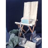 MILITARIA, INCLUDING A CANVAS FOLDING CAMPAIGN CHAIR