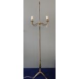 AN EDWARDIAN STYLE BRASS STANDARD LAMP