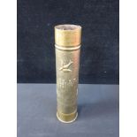 A TRENCH ART BRASS SHELL VASE