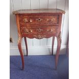 A FRENCH ROSEWOOD AND PARQUETRY BEDSIDE CHEST