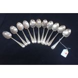 ELEVEN SILVER DESSERT SPOONS, SHEFFIELD 1911