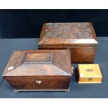 A REGENCY ROSEWOOD SARCOPHAGUS TEA CADDY