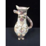 AN UNUSUAL STUDIO POTTERY EWER OF STYLISED CAT FORM