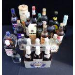 A COLLECTION OF BOTTLES OF ALCOHOLIC BEVERAGES