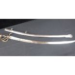 A CAVALRY SWORD, IN POLISHED STEEL SCABBARD