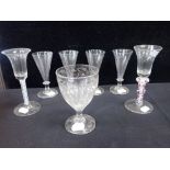 TWO GLASSES WITH TWIST STEMS, OF 18TH CENTURY STYLE