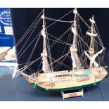 A WOODEN MODEL OF A SAILING SHIP; 'BOLIVAR'