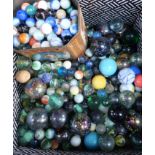 A QUANTITY OF GLASS MARBLES