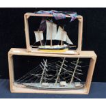 TWO 'FOLK ART' SHIP MODELS IN BOX FRAMES