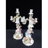 A PAIR OF MEISSEN STYLE CANDELABRA