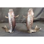 A NEAR PAIR OF JAPANESE BRONZE CARP