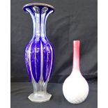 A BOHEMIAN OVERLAID BLUE GLASS VASE