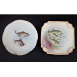 TWO CONTINENTAL FISH DECORATED PLATES