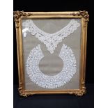 A 19TH CENTURY LACE COLLAR IN GILT FRAME