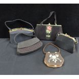 FIVE VINTAGE EVENING BAGS