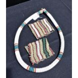 A NORTH AFRICAN BEAD NECKLACE AND BEADED CUFFS