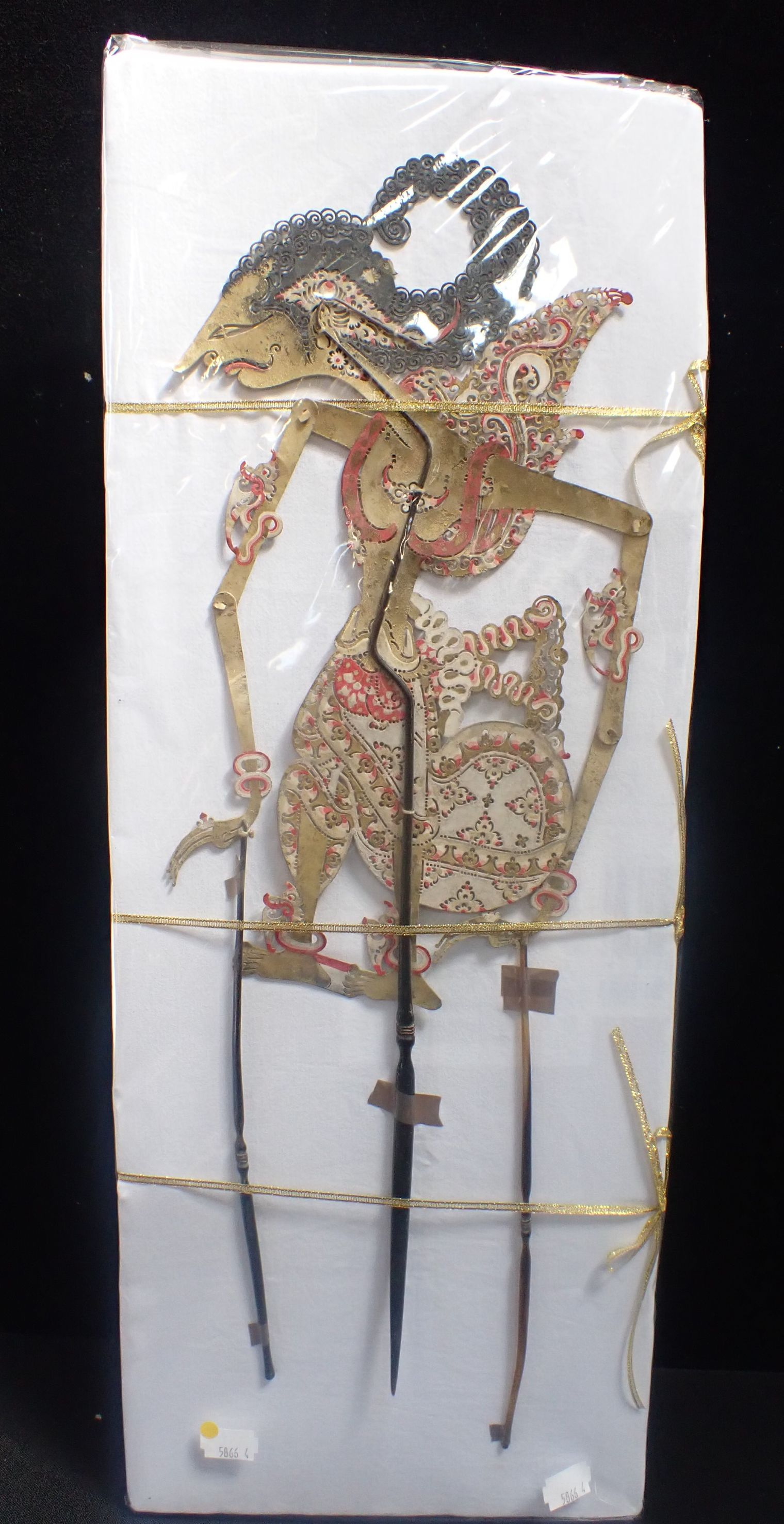 A BALINESE SHADOW PUPPET, PAINTED