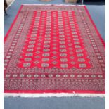 A RED GROUND PAKISTAN BOKHARA CARPET