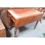 A VICTORIAN MAHOGANY DROP-LEAF TABLE