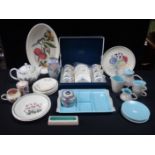 A BOXED ROYAL WORCESTER COFFEE SET, POOLE, A BING & GRONDHAL VASE