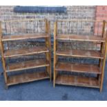 A PAIR OF OLD BAMBOO FOLDING SHELVES