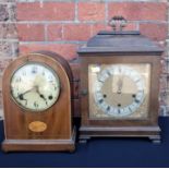 A GEORGE III STYLE BRACKET CLOCK, WALNUT CASED WITH WESTMINSTER CHIME