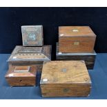 SIX 19TH CENTURY BOXES, INCLUDING A ROSEWOOD TEA CADDY