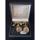 DUNHILL: A PAIR OF KNOT GOLD PLATED CUFFLINKS