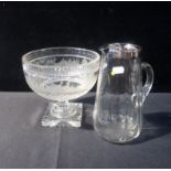 A WATER, LEMONADE, OR PIMM'S JUG WITH SILVER-PLATED MOUNT