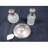 TWO SILVER TOPPED SCENT BOTTLES