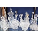 A COLLECTION OF DECANTERS AND OTHER ITEMS