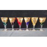 A SET OF SIX MURANO WINE GLASSES
