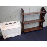 A VICTORIAN WALNUT WALL HANGING SHELF