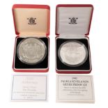 A 1992 ROYAL MINT FALKLAND ISLANDS SILVER PROOF £25 COIN