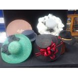 VARIOUS HATS, CONTAINED IN THREE HAT BOXES