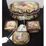 A CONTINENTAL PORCELAIN AND GILT METAL MOUNTED CASKET
