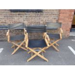 THREE LIGHTWOOD FOLDING 'DIRECTORS' GARDEN CHAIRS