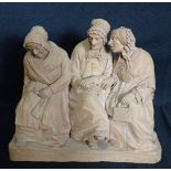 A TERRACOTTA GROUP OF THREE LADIES