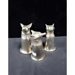 THREE SILVER-PLATED FOX HEAD STIRRUP CUPS